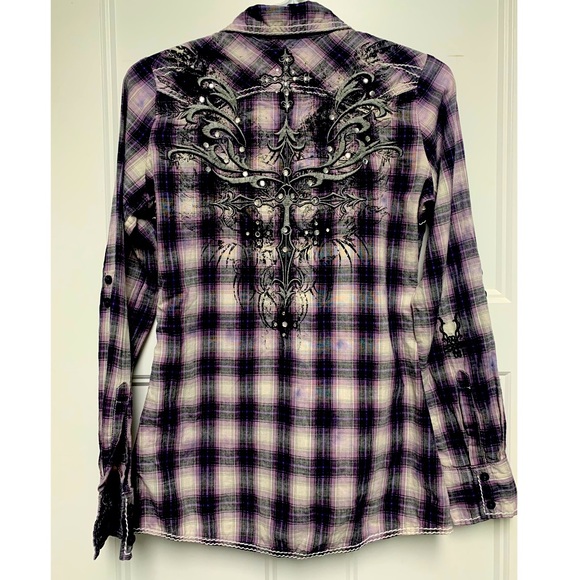Roar Purple Plaid Button-Down Shirt - Picture 1 of 8